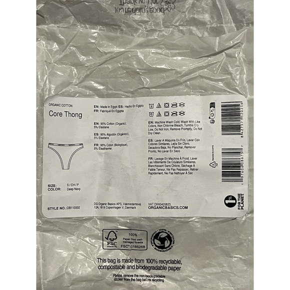 Organic Basics Thong Panty Womens Small Black - Picture 9 of 9